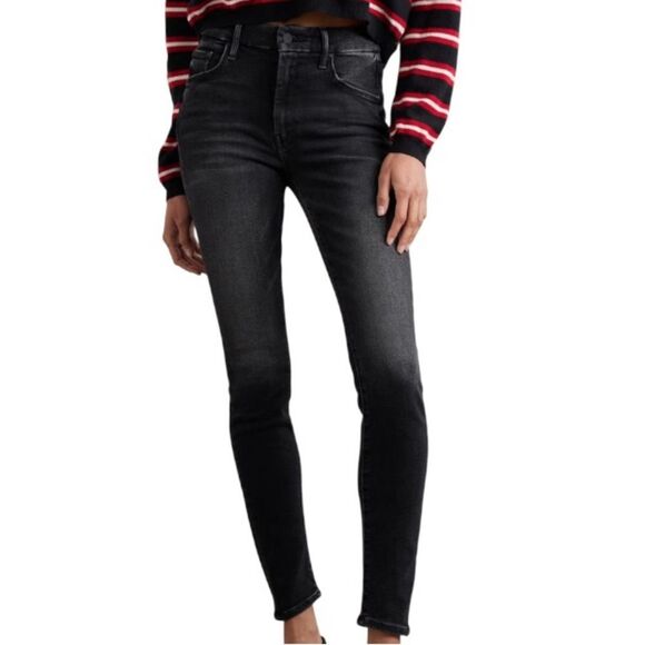 Mother High Waisted Style Looker Black Denim Size 25 - Picture 1 of 13